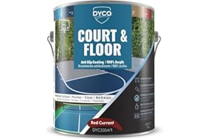 DYCO PAINTS DYCO Court & Floor Anti-Slip Coating - Slip-Resistant Pavement, Cement & Concrete Paint for Pickleball, Tennis & Basketball Courts, Exceeds ADA Standards for Safety Areas (Red Currant, 1 Gallon)