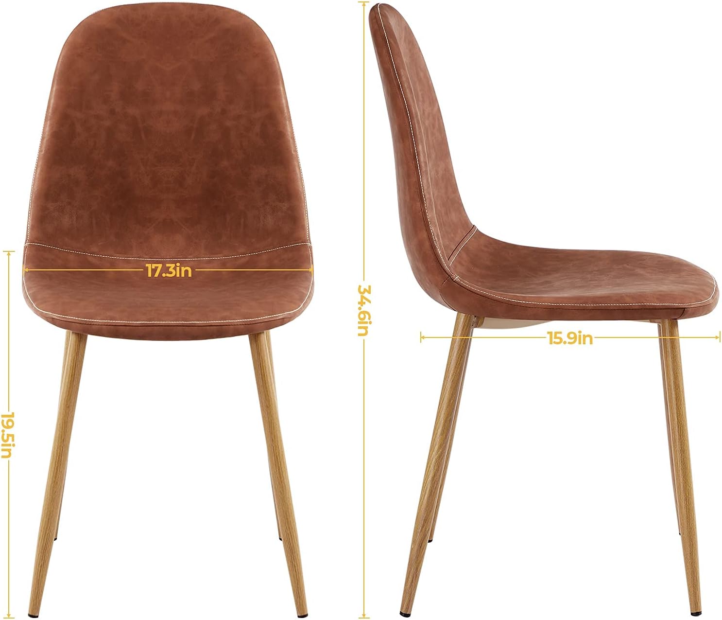 GreenForest Dining Chairs Set of 4, Dining Kitchen Room Chairs, Modern Upholstered Dining Chairs with Soft Pu Leather Cover Cushion Seat and Metal Legs, Side Chairs for Living Room, Dark Brown - Chairs