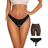 PoseFree Seamless Thong with Modesty Liner - Front Padded No Show Panty for Yoga Leggings