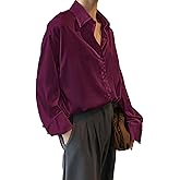 Pantete Womens Satin Silk Button Down Shirt Long Sleeve Casual Office Blouse Top Breathable & Silky