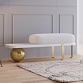 homary 47.2" Modern Entryway Bench, Wooden Boucle Upholstered Bench with Abstract Metal Legs, Lambswool Cushioned Seating for