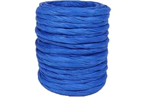 ALLWSLUCKY 15Yard Raffia Paper Ribbon, 4mm Paper String Colorful Twisted Craft Rope Wrapping Ribbon for DIY Making Flower Basket, Gift Wrapping,Party Decor (RoyalBlue)