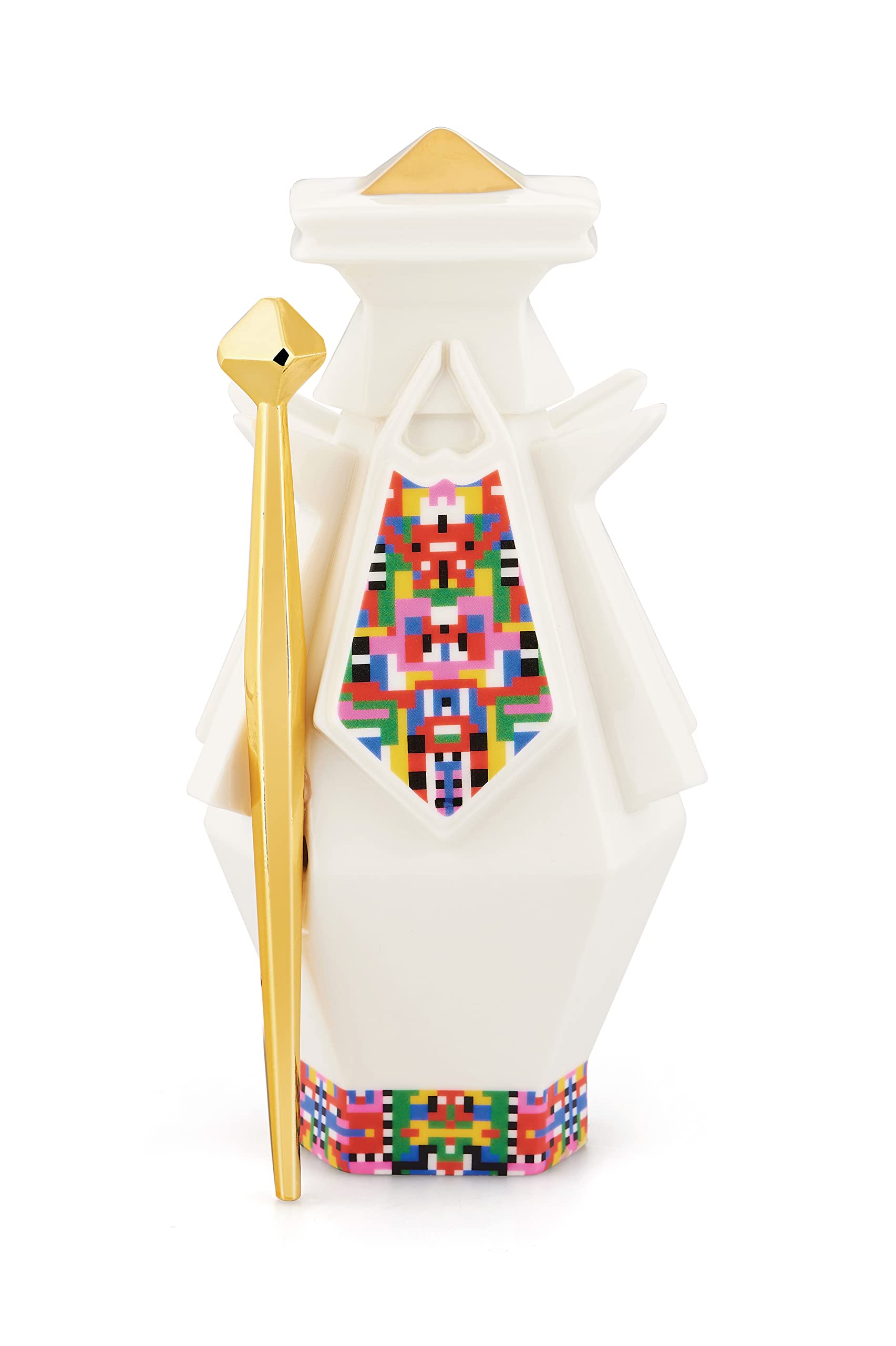 Elena Salmistraro Alessi Joseph ESA05 3 - Joseph Figurine for Nativity Scene in Porcelain with Hand Applied Decals and 24 Carat Gold Details, Multicolored