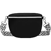 LJCZKA Corduroy Crossbody Bags for Women Large Corduroy Bum Sling Bags Adjustable Fanny Waist Pack Belt Purse Chest Shoulder Bag (Black)