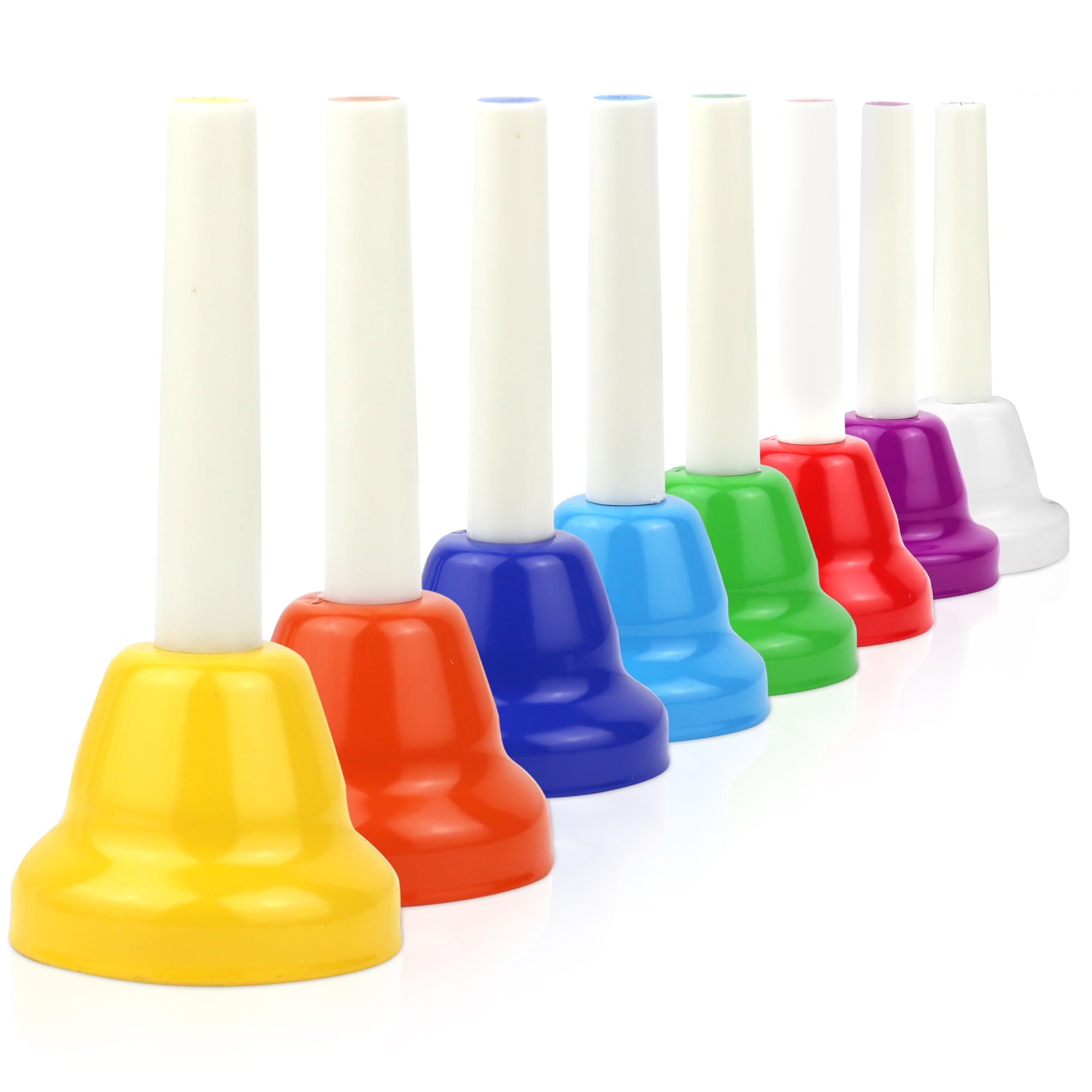 WENLISELL 8 PCS Colorful Hand Bells Set, Metal Hand Bell Kits, 8 Color Musical Percussion Instruments for Family Party, Musical Teaching, Learning