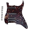 Musiclily 11-Hole HSS Prewired Strat Loaded Pickguard Scratch Plate with Single Coil Humbucker Pickups Set for Squier Strat Style Electric Guitar, 4Ply Tortoise Shell