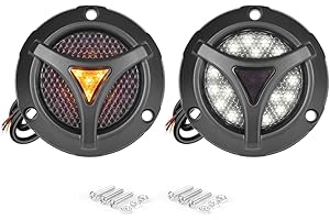 LENJIEMT 2PCS White Round Trailer Reverse Backup Lights with Amber Strobe Mode Smoked Lens DRL Tail Lights for Truck Trailer 