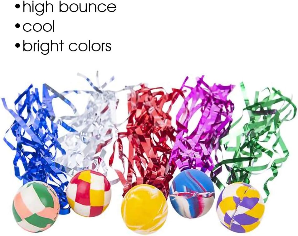 ArtCreativity Comet Balls, Bulk Set of 24, Bouncy Super Balls with Colorful Streamers, Birthday Party Favors for Kids, Goodie Bag Fillers, Fun Assorted Colors: Toys & Games