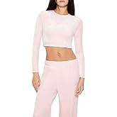 Forever 21 Womens Velour Long-Sleeve Crop Top