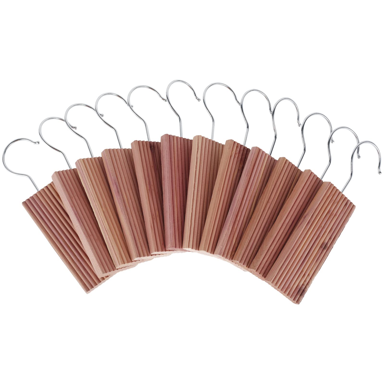 Photo 1 of 12 Pcs Cedar Blocks with 12 Hook Hanger Hang Ups for Clothes Storage Natural Aromatic Long-Lasting Scent Cedar for Drawers and Closets 5.1x1.9x0.5in