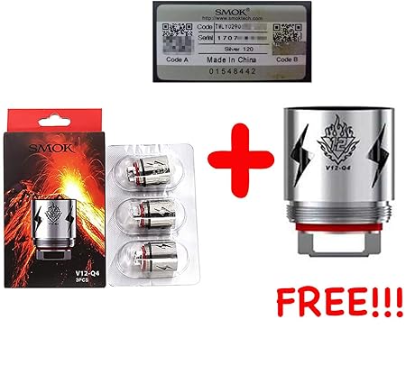[100% AUTHENTISCH [3 + 1 angeboten DansLesVapes] 4er Pack Verdampferköpfe SMOK TFV12 V12 Q4 0.15 ohm oder X4/T12/T6/T8/RBA/RB