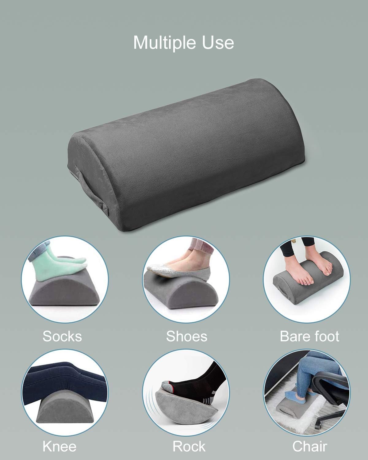 Foot Rest, LightEase Ergonomic Footrest Under Desk Cushion for Work from Home, Office, Gaming, Airplane, Comfortable Memory Foam Foot Pillow with Handle, Washable Cover and Non-Slip Bottom : Office Products