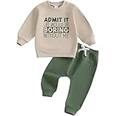 wdehow Toddler Baby Boy 2Pcs Outfits Letters Print Pullover Tops + Drawstring Pants Set Fall Winter Clothes