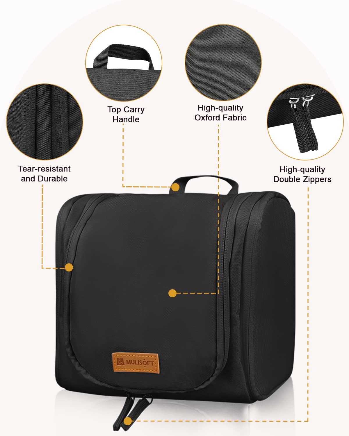 Toiletry Bag for Women and Men, Water-Resistant Travel Makeup Bag with Hanging Hook, Compact Travel Toiletry Organizer Bag, Makeup Organizer Bag for Cosmetics