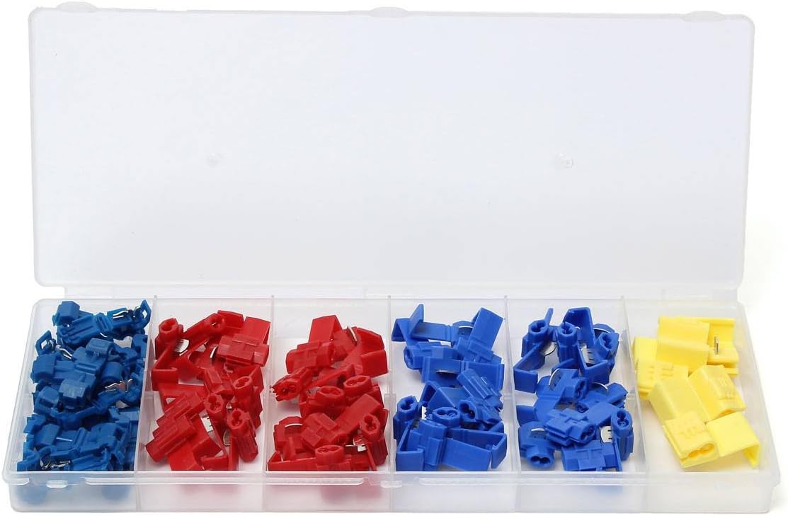 SOLOOP 65Pcs Assorted Quick Splice Wire Terminals Kit Electrical cable joints with Box (20Red + 20 Blue + 5 Yellow)