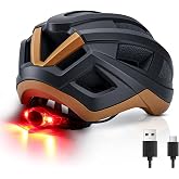 Bike Helmet Light, Bicycle Helmet with Tail Light 100LM Rear LED Safety Warning Helmet Lights for Night Riding, Rechargeable E-Bike/Skateboard/Scooter Helmet Lights, Adult Lightweight Cycling Helmets