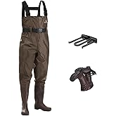 FISHINGSIR Fishing Waders for Men, 2-Ply Nylon/PVC Waterproof Women Chest Wader with Boots, Bootfoot Hunting Waders