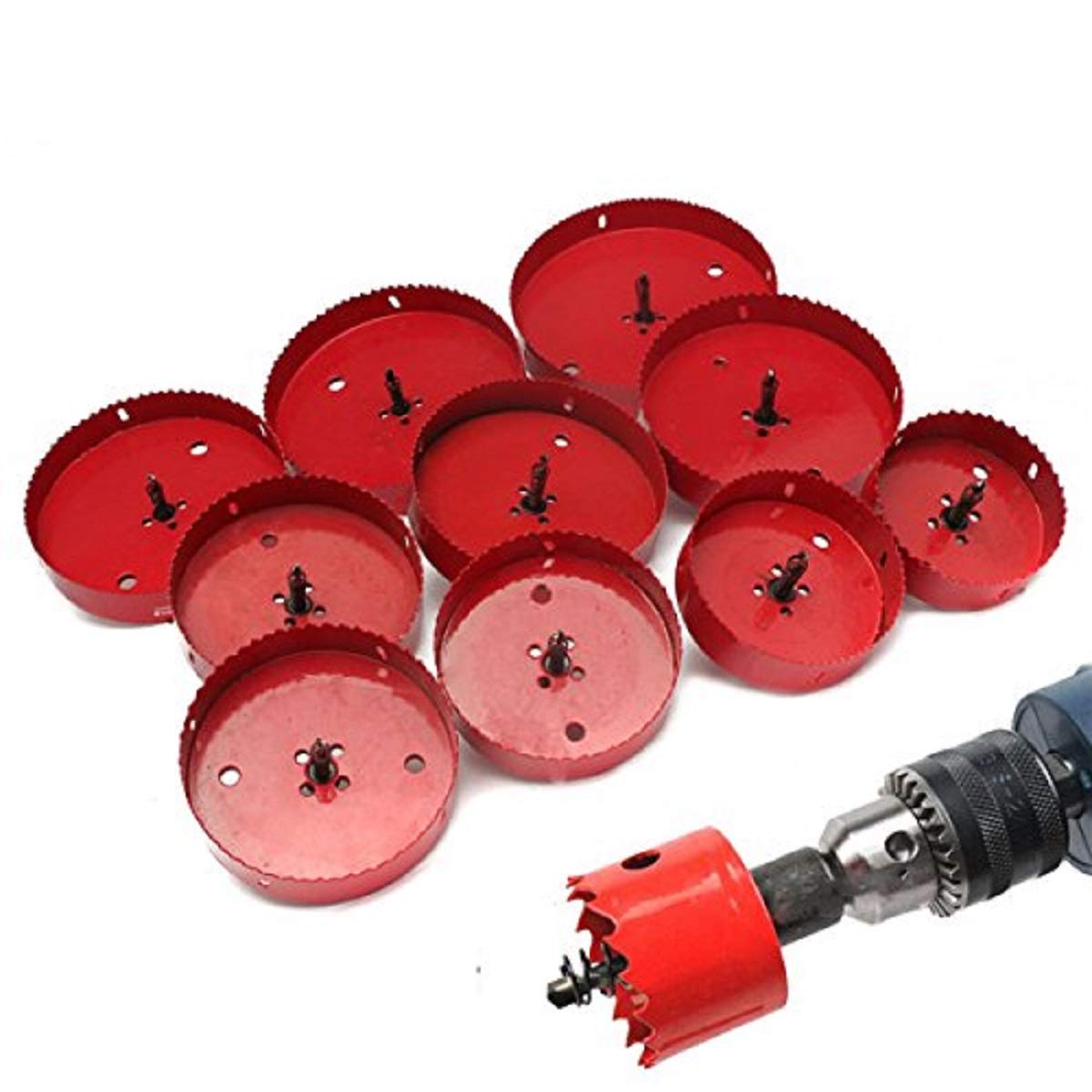ChaRLes 110-200mm M42 HSS Hole Saw Cutter Drill Bit Bi Metal Tip Drill For Aluminum Iron Wood - 170mm, Red - Image 3