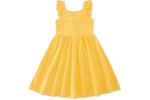 ALLIFLY Little Girls Vintage Sleeveless Dress Kids Sundress Casual Dresses 3-7 Years