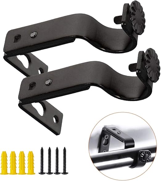 Tusenpy 2pcs Adjustable Curtain Rod Bracket With Screw Heavy Duty