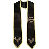 ARIALASQUALITY-Embroidered graduation stole 2026 -First Generation Graduate satin sash,premium black &amp; navy class of 2026