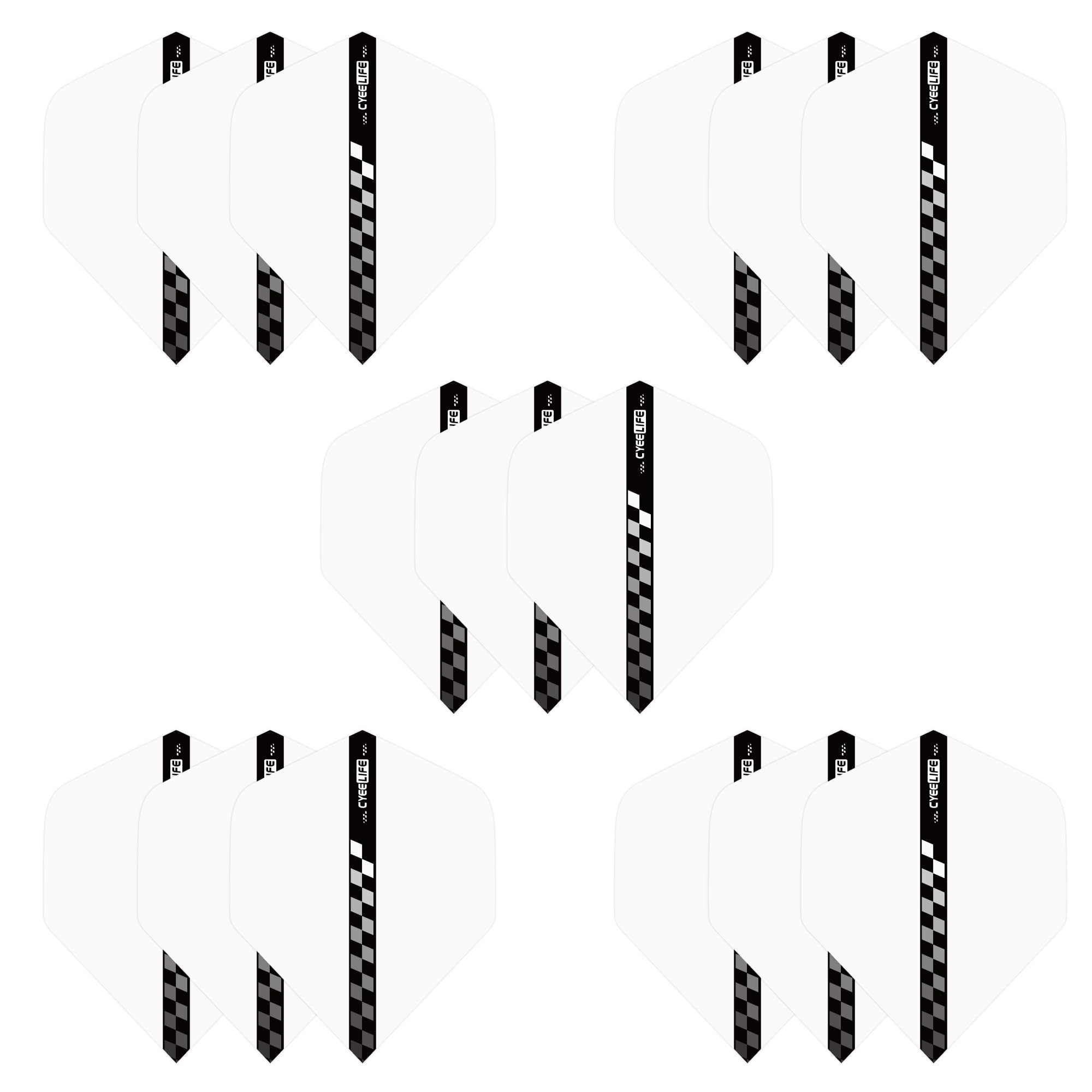 CyeeLife Standard Dart Flights, Pack of 15 (White)