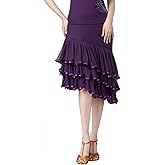 CISMARK Elegant Ballroom Dance Latin Dance Party Long Swing Mesh Race Skirt for Women