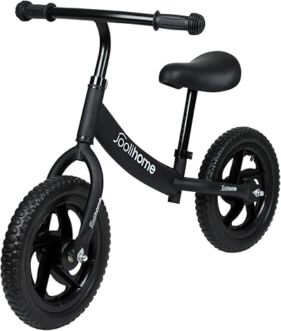 Stream 12 Inch Balance Bike Carbon Steel Frame No Pedal for Kids 2-6 Black