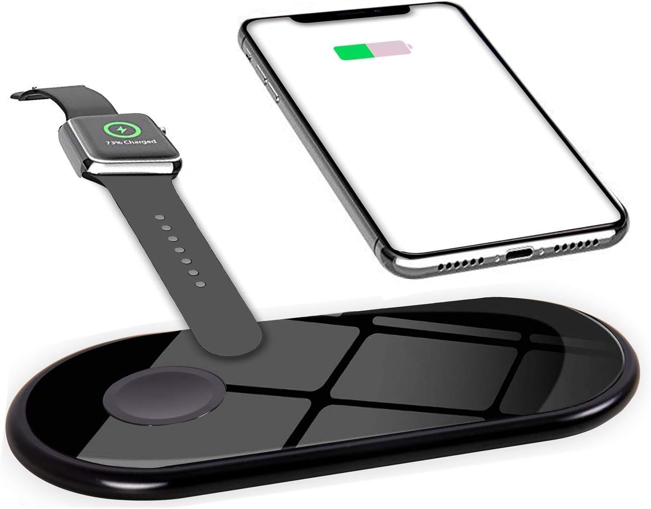 LIUSI 2 in 1 Portable Wireless Charger With Original Magnetic Charger for Apple Watch Series 4/3/2/1 & iPhone X/8/8 plus/XR/XS/XS MAX,Fast Charging Pad for iWATCH,Samsung Galaxy S9/S8/S7,Note 9/8