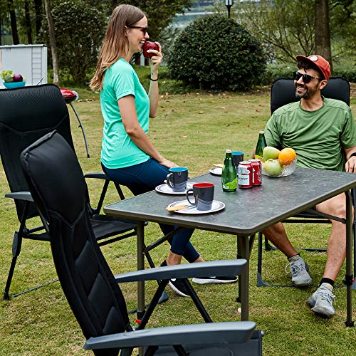 TIMBER RIDGE Gartenstuhl Hochlehner Verstellbar 7-Fach Alu Klappstuhl gepolstert 150kg mit Armlehnen und Kopfstütze Atmungsaktiv klappbar Campingstuhl Balkonstuhl Klappsessel Garten Terrasse Schwarz – Bild 7