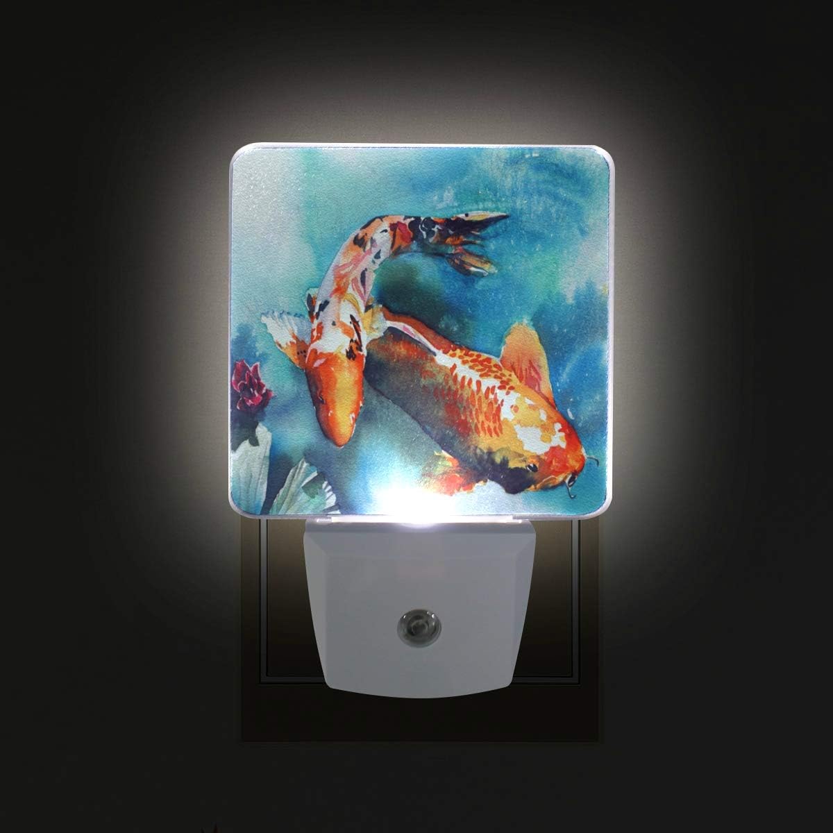 Brighter Japanese Koi Fish Swimming LED Sensor Night Light for Kids&Adults Bedroom Dusk to Dawn