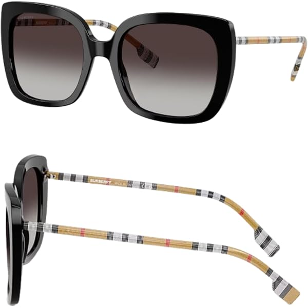 Amazon.com: BURBERRY 0BE4323 385387 Black Square Sunglasses
