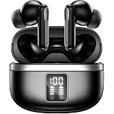JBMI Bluetooth Earbuds Wireless Headphones, 50H Deep Bass Ear Buds with 4 Noise Cancelling Microphone, IPX5 Waterproof Earphones for iPhone Android audifonos inalambricos (Deep Black)