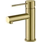 KIBI KBF1010 Solid Brass Single Handle Single Hole Circular X Faucet for Bathroom Sink | High Arc Faucet Spout | Brushed Gold | Corrosion and Rust Resistant