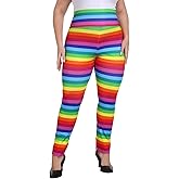 HAPPIERE Leggings for Women Plus Sizes Yoga High Waist Stretchy Workout Pants Striped Tights