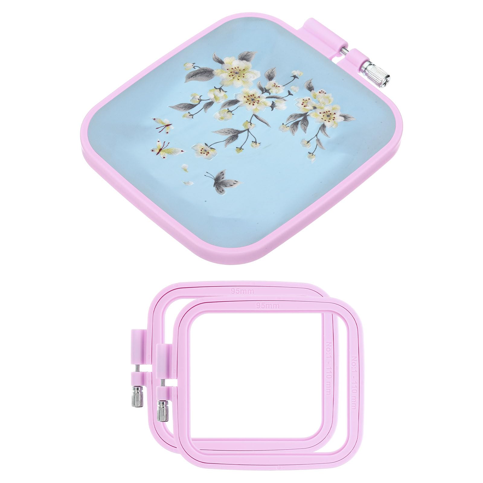 PATIKIL 2 Pieces Square Embroidery Hoops Square Cross Stitch Hoops Frames ABS Plastic Embroidery Hoops for DIY Sewing Tools for Art Craft, Light Purple