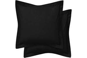 Cotton Delight European Pillow Shams Set of 2 Black Euro Shams 100% Natural Cotton 800TC Premium Euro Pillow Shams 26x26 Pillow Cover, Cushion Cover Euro Size (Euro 26x26, Black)