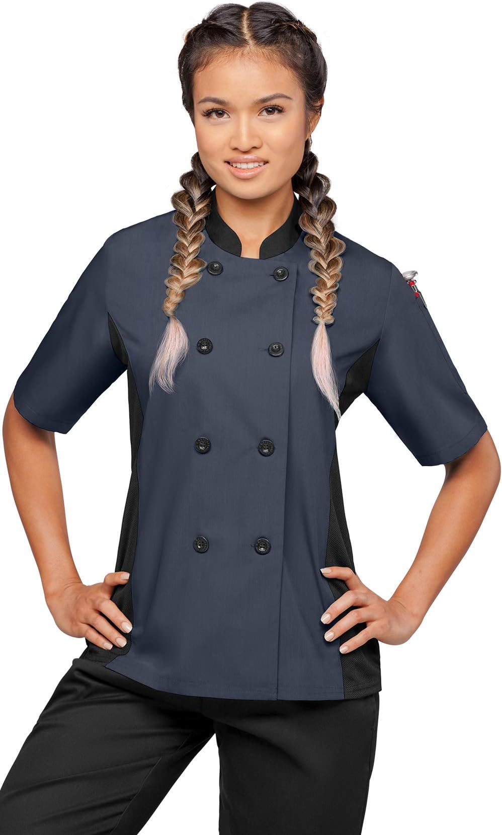 Women’s Chef Coat with Mesh Side Panels (XS-3X, 4 Colors)