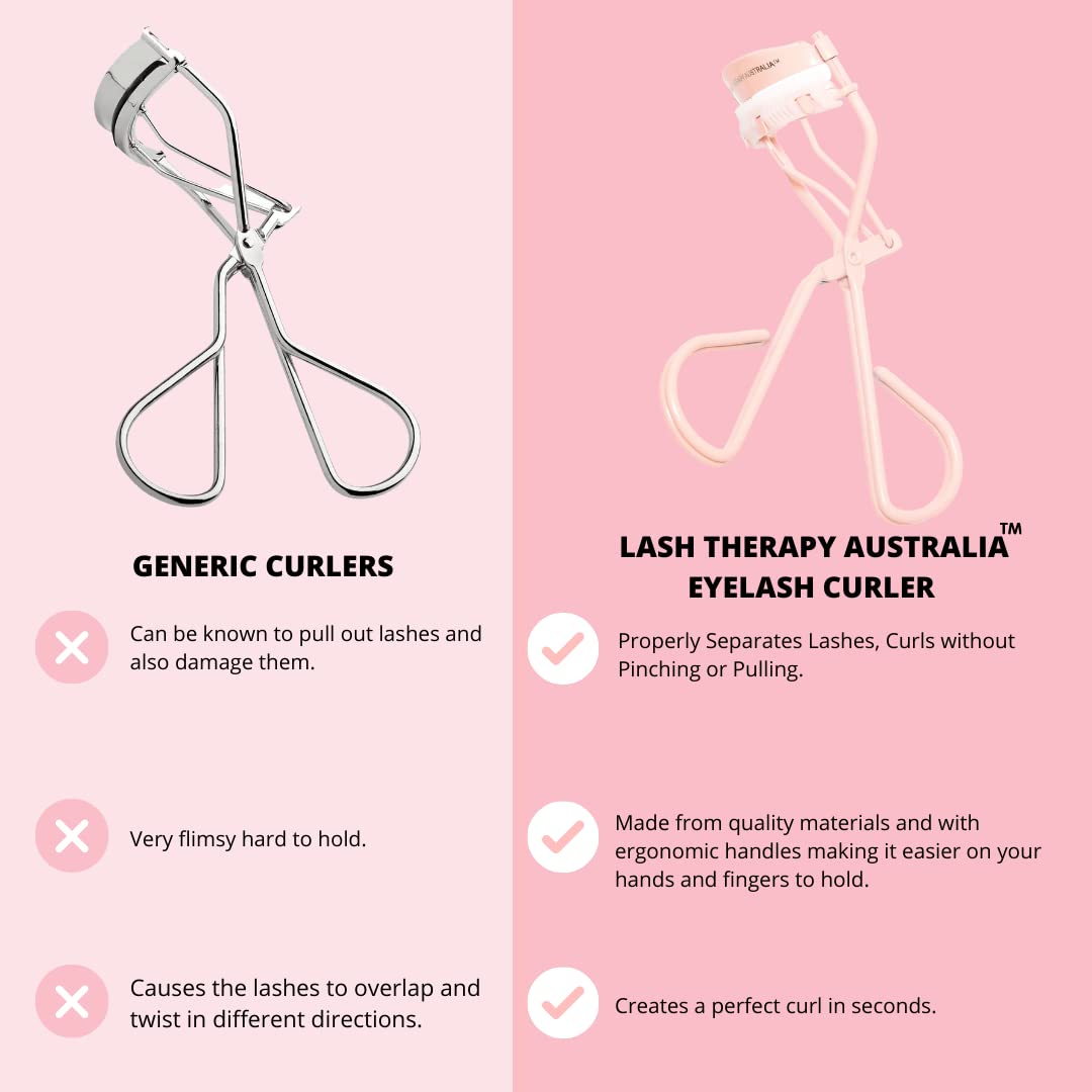 Lash Therapy Australia Eyelash Curler, Eyelash Curlers with Comb, Pink Eye Lash Curler, Gentle & Safe Mascara Curler, Curl Eyelashes & Lash Lift in Seconds