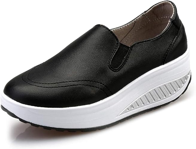 Solshine Women's Rocker Sole Platform Wedge Slip On Walking Shoes 429