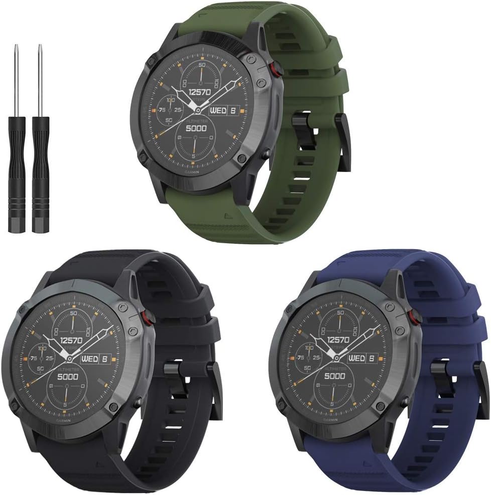 TOPsic Correa para Garmin Fenix 5X, Suave Silicona Banda de Reemplazo para Fenix 5X Sapphire Multisport 51mm GPS Watch/Fenix 3/ Fenix 3 HR/Fenix 5X ...