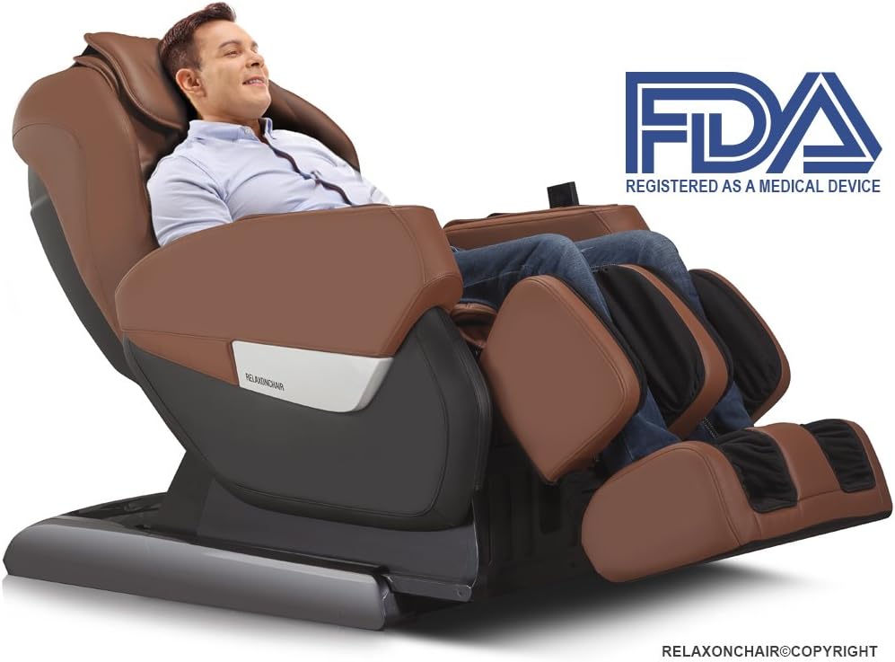 RELAXONCHAIR MK-IV Full Body Zero Gravity Shiatsu Massage Chair with Built in Heating and Air Massage System (Brown)