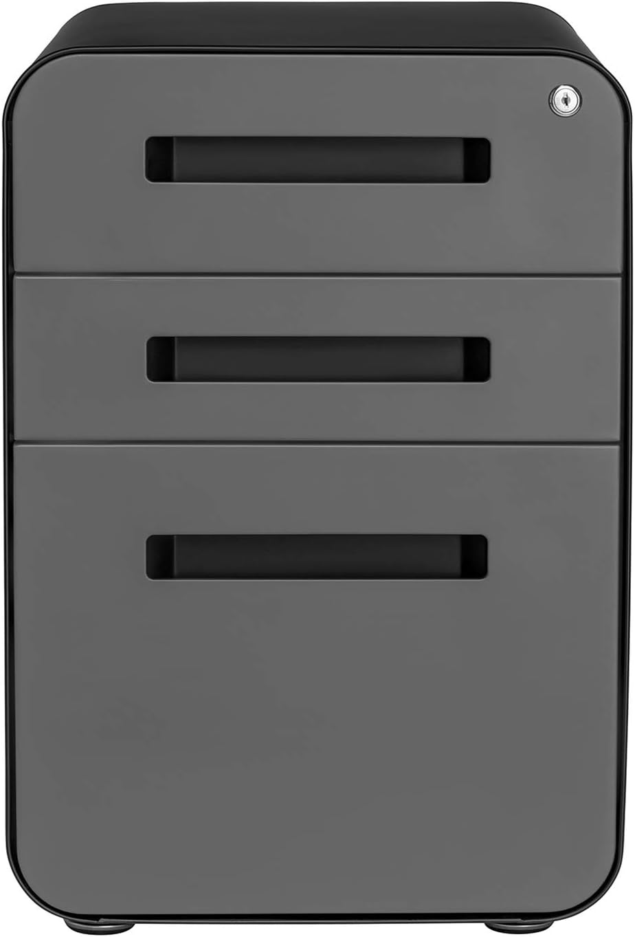 Stockpile 3-Drawer File Cabinet, Commercial-Grade (Black/Grey): Kitchen & Dining