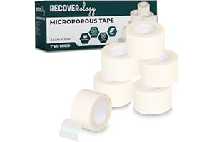 Microporous Surgical Tape 2.5cm x 10m - 6 Rolls Micropore Surgical Tape - Medical Tape for Skin, Dressings and Face - First A