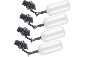 meekoo Float Ball Valve, 3/4 Inch Male Automatic Fill Feed Humidifier Tank Water with Adjustable Arm for Ponds, Livestock Water Trough, Aquariums, Aquaculture, Hydroponics and Reservoir(4 Pack)