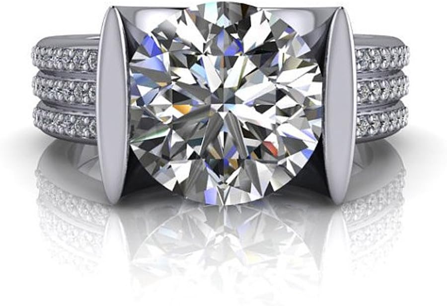 Solid 14K White Gold Certified 2.60Ct Moissanite Wedding Band Color H-I Clarity VVS1 Round Cut Natural Moissanite Womens Engagement Rings BIS Hallmarked Gold Size J K L M N O P