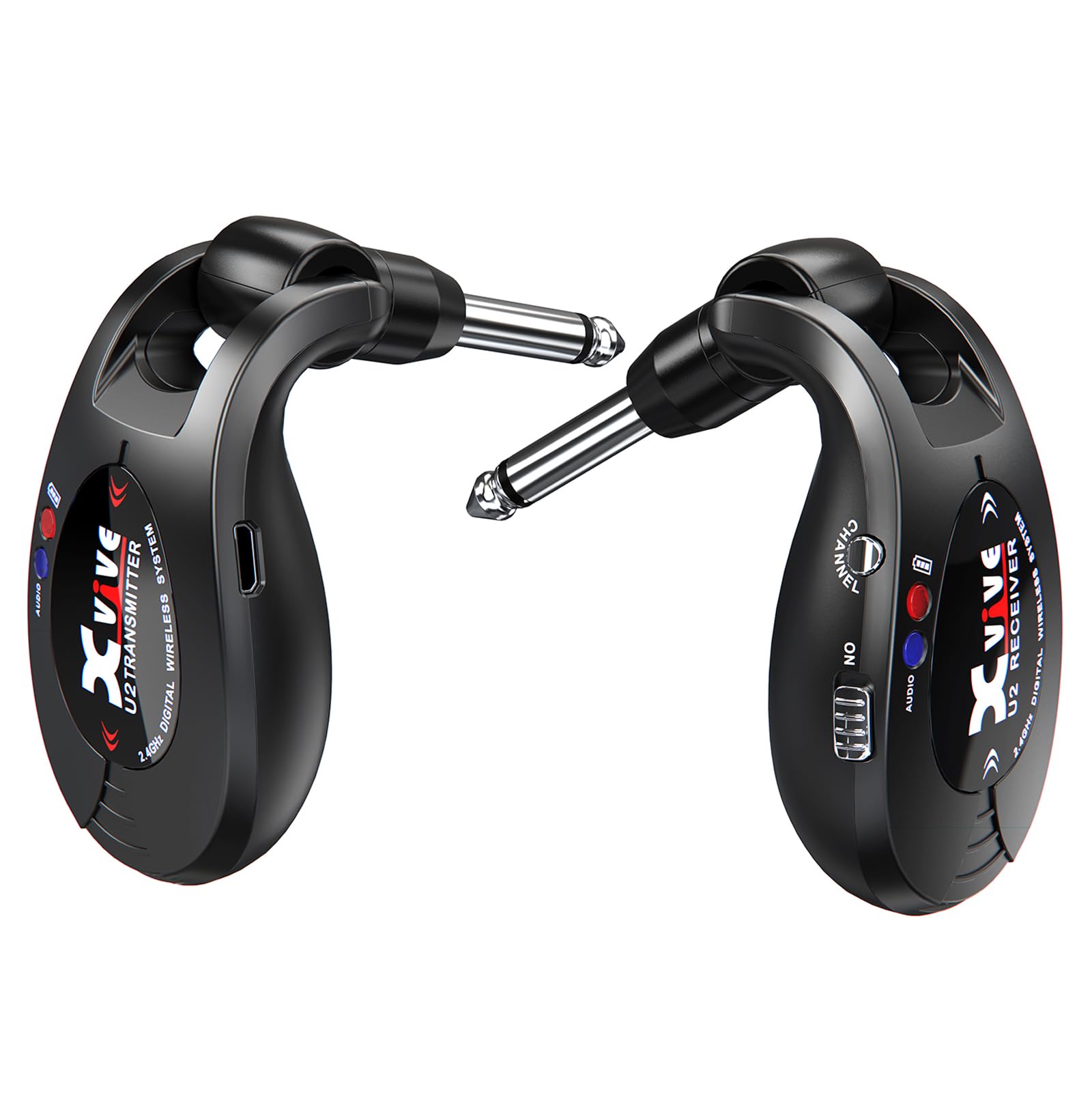 Xvive U2 Wireless Guitar System Black 2.4GHz Transmitter and Receiver for Electric Guitar, Bass, Violin, Keyboard