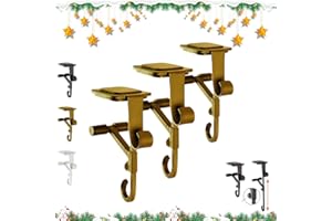 FONI Fireplace Stocking and Garland Hanger No Drill, Hangers for Mantle Mantel Holder Beforehatched Holders Hardware Tension Door Adjustable Hooks Hatched Christmas Wreath Fall Frame(Gold,3pcs)