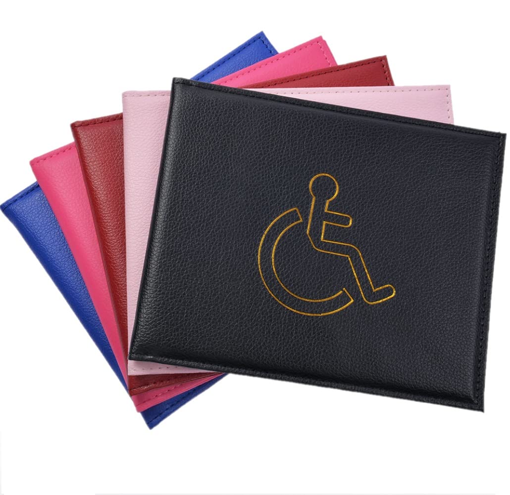 Vicloon Disabled Badge & Timer Holder, PU Leather Wallet Protector, Blue Badge Timer Holder Hologram Safe