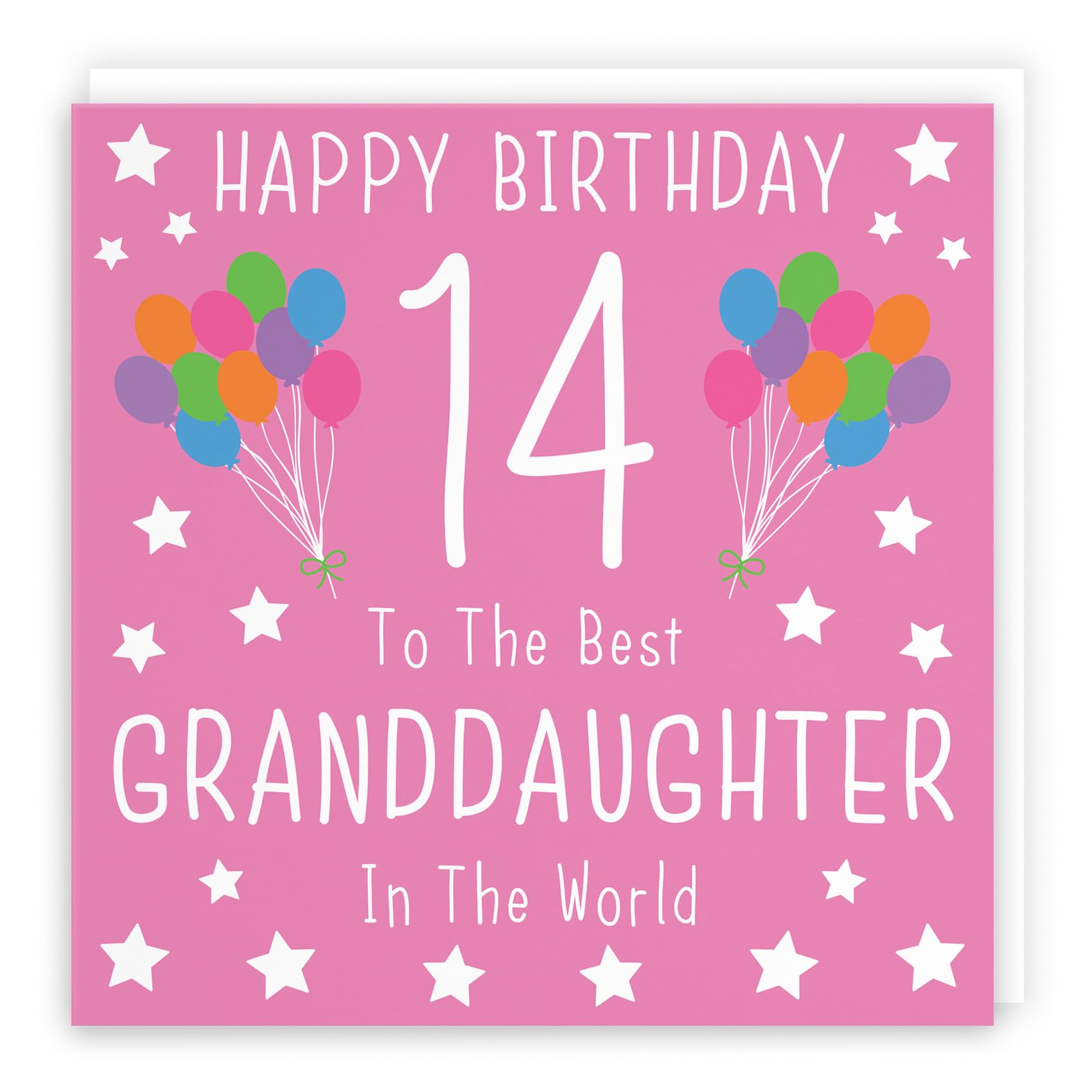 Hunts England - Granddaughter 14th Birthday Card - Happy Birthday - 14 - To The Best Granddaughter In The World - Iconic Collection - Fun Card